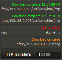 New FTP Transfers window